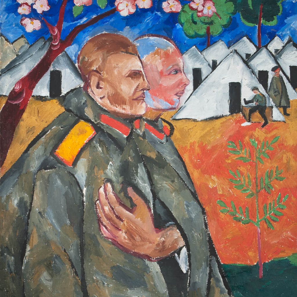 RETRATO DE M. F. LARIONOV Y SU JEFE DE PELOTÓN, 1911 © NATHALIE GONTCHAROVA, VEGAP, MÁLAGA, 2016
