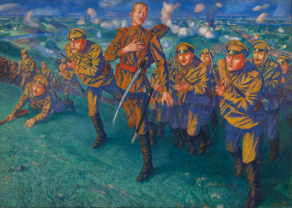 Kuzma Petrov-Vodkin. En la línea de fuego. 1916. ©Museo Estatal Ruso de San Petersburgo